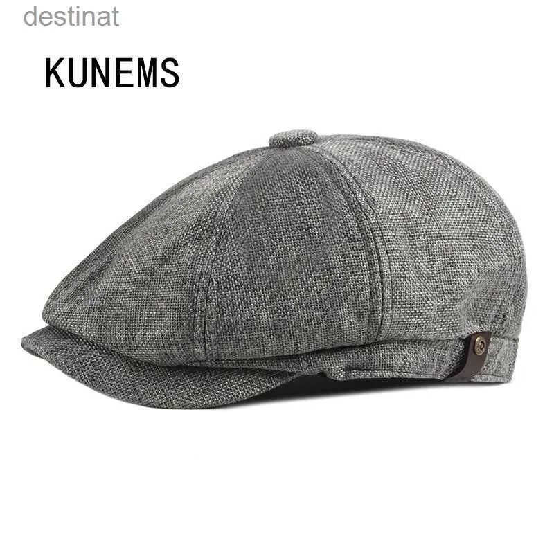 Bérets KUNEMS mode bérets chapeau pour hommes casquette rétro papa chapeaux Boinas été respirant casquette de soleil concepteur octogonal chapeaux Peaky BlindersL231106