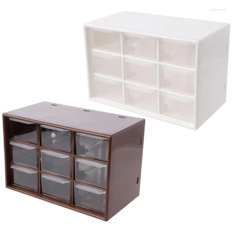 Storage Drawers 9 Drawer Plastic Cabinet Desktop Makeup Bin Box Jewellery Organizer