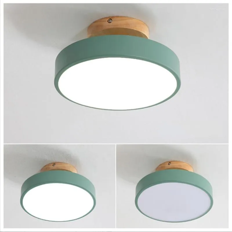 Plafonniers nordique pendentif Macaron LED lampes rondes en bois massif pour cuisine île Restaurant décor à la maison