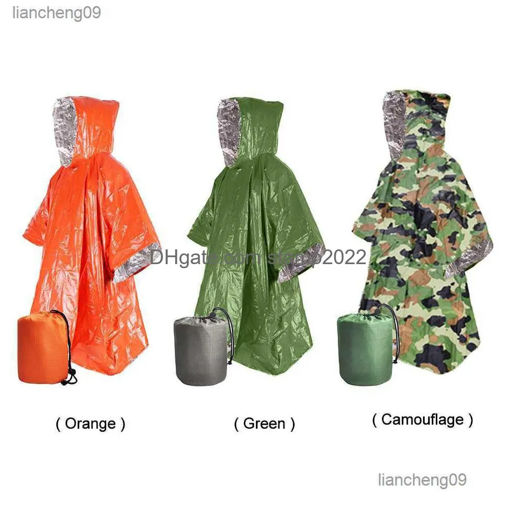 Raincoats Emergency Survival Rain Poncho Thermal Space Blanket Raincoat Heat Reflective Waterproof For Tent Cam L230620 Drop Deliver Dhzle