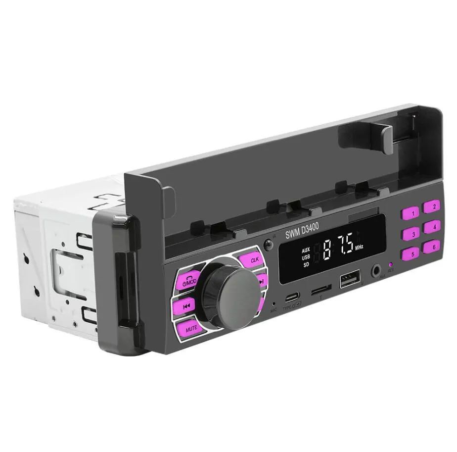 Araba Radyosu Stereo FM AUX Girdi Alıcı BT Audio Araba Mp3 Pansiyonlu Araba Multimedya Oyuncu SWM D3400