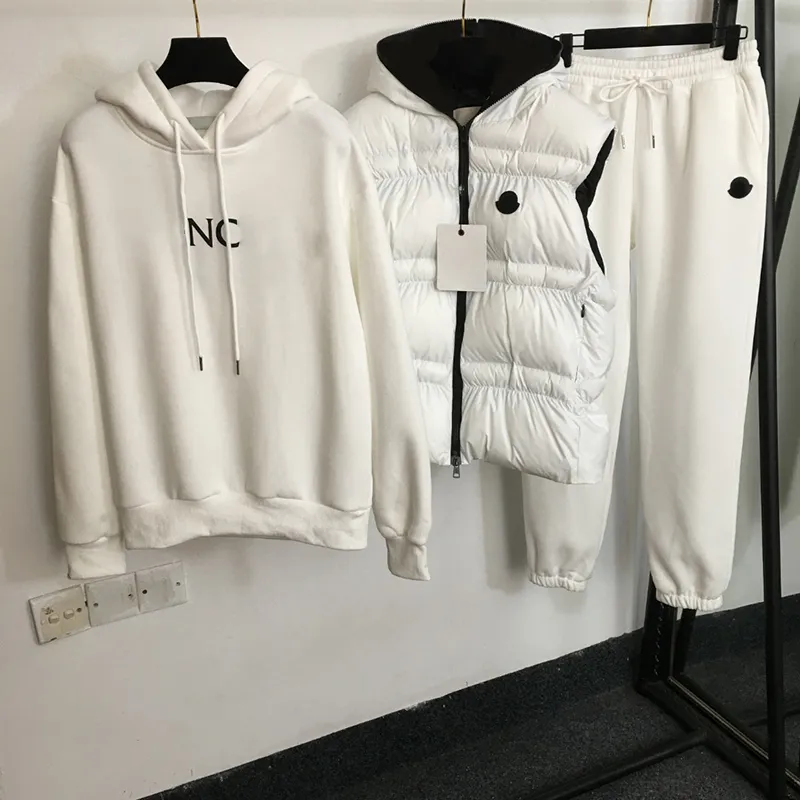 Mode sweat à capuche en coton pantalon classique lettres broderie vestes survêtement sans manches vers le bas gilet taille élastique pantalon ensembles