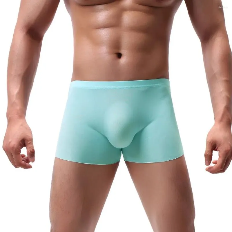 Cuecas masculinas bens cor respirável sexy gelo-seda retalhos roupa interior mens briefs médio modal cueca