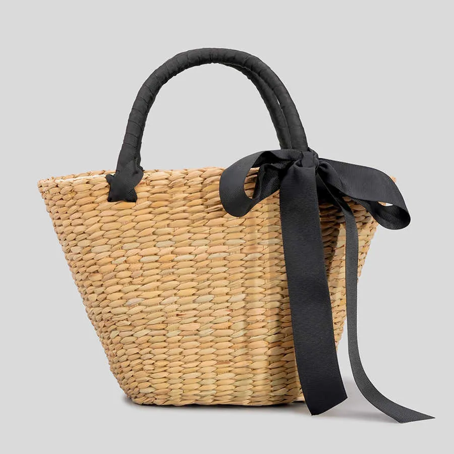 New large capacity woven women's bag bow knot beach straw woven bag trend with handbag Crossbody 230406
