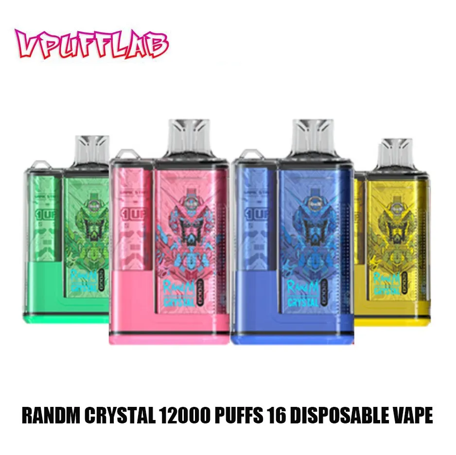 100% Original RANDM CRYSTAL 12000 Puffs Disposable Vape Device Pen Pod E-Cigarette 20ml Pre-filled 650mah Battery Rechargeable 16 Flavors in Stock