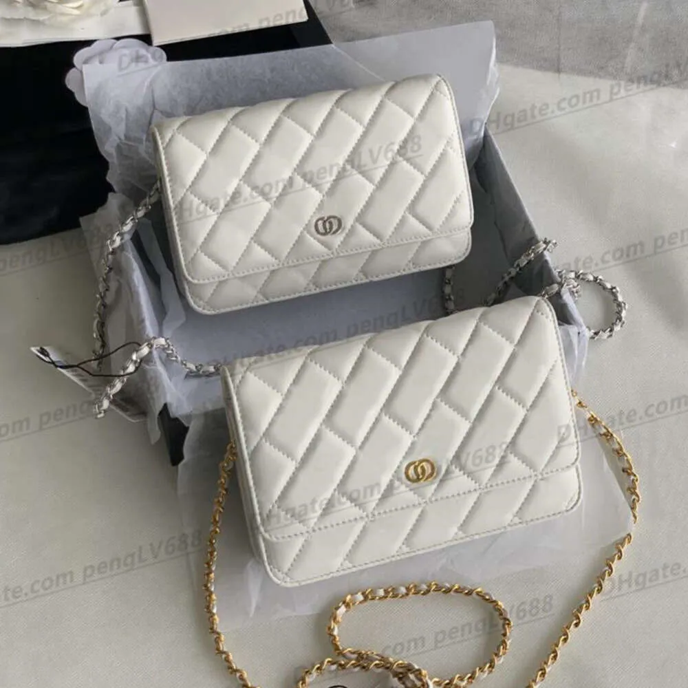 2023 Top Quality Designer Shoulder Bag Chain Strap Handbag Plaid Purses Double Letter Solid Buckle Sheepskin Caviar Pattern Women's Luxury Evening Bags