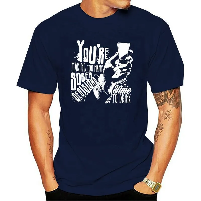 T-shirts pour hommes Temps de boire T-shirt Mens drôle boire Pub Tee alcool cadeau JD bière Vodka Gin