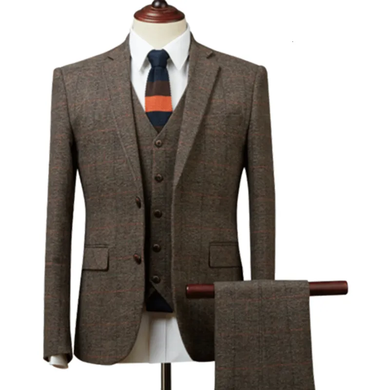 Trajes de hombre Blazers Conjunto de chaqueta de negocios personalizado para otoño Chaqueta de 3 piezas Vestclose-up Ropa de trabajo profesional para hombres 230406