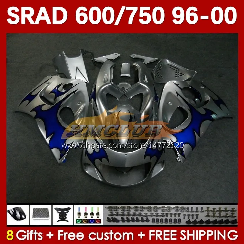 Motorcykelmässor för Suzuki Srad GSXR 750 600 CC 600cc 750cc 96-00 168no.61 GSXR750 Silvery Blue GSXR-600 96 97 98 99 00 GSX-R750 GSXR600 1996 1997 1998 1999 2000 Body