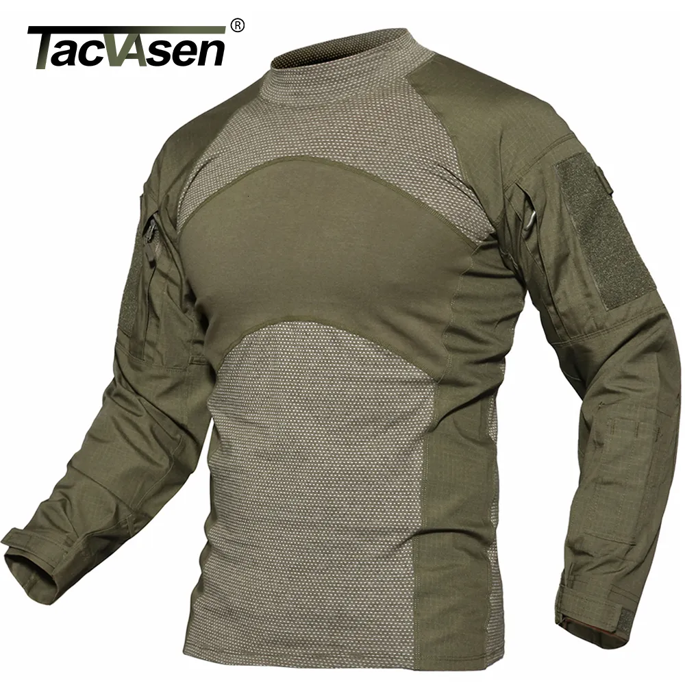 Mens TShirts TACVASEN Men Summer Tactical Tshirt Army Combat Airsoft Tops Long Sleeve Military tshirt Paintball Hunt Camouflage Clothing 5XL 230406