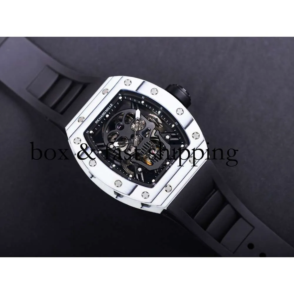 Ys Jb RM052-01 SUPERCLONE Active Tourbillon Montres Montre-bracelet Skull Designer Rm52 Diamant Creux Automatique Mechanica Ceramic504 Montres de luxe