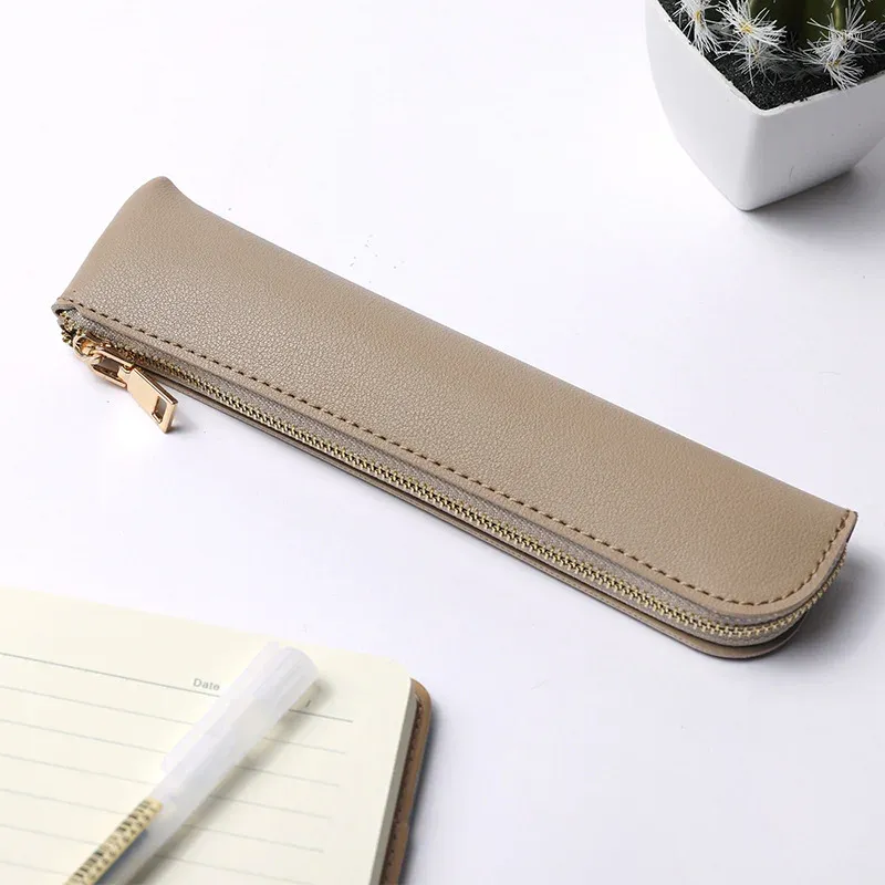 Liten Pu Pen Bag Fountain Sleeve Japanese Stationery Holder Candy Color Zipper Pencil Pouch Student School Supplies