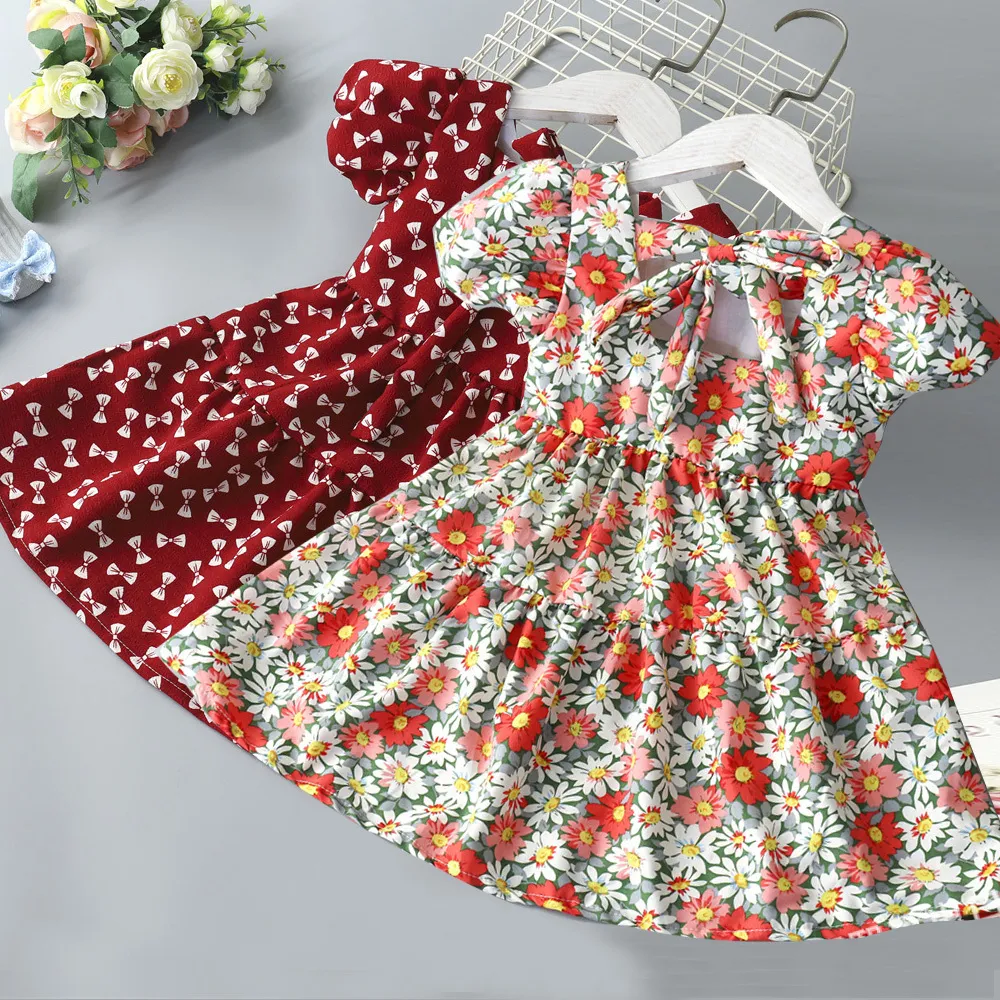 Mädchen Kleider 16 Jahre Baby Ärmelloses Blumendruck Sommerkleid Kinder Freizeitkleidung Sommer Prinzessin Kleid Kinder Party Festzug 230406