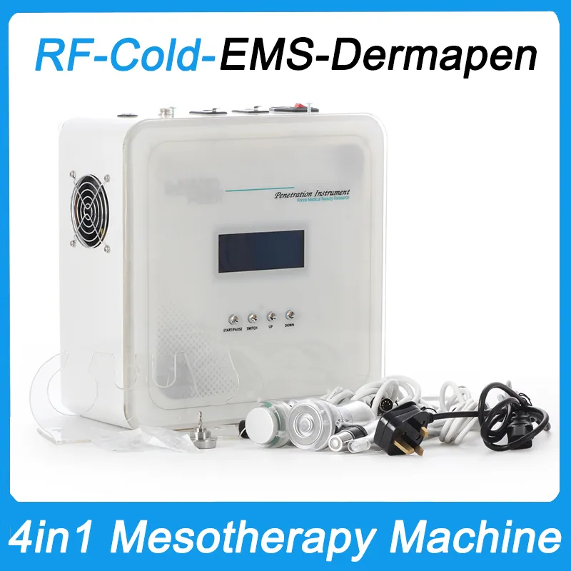 Портативный спа 4 в 1 Многофункциональный мезотерапевтический косметический аппарат RF Холодный молоток EMS Микроигла Dermapen Омоложение кожи Подтяжка лица Антивозрастное удаление морщин