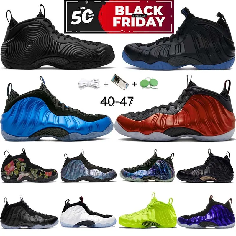 Foamposite واحد في الهواء الطلق رجال كرة السلة أحذية بيني هارداواي أنثراسيت أسود بارانورمان CDG أسود أبيض أبيض معدني أحمر محط