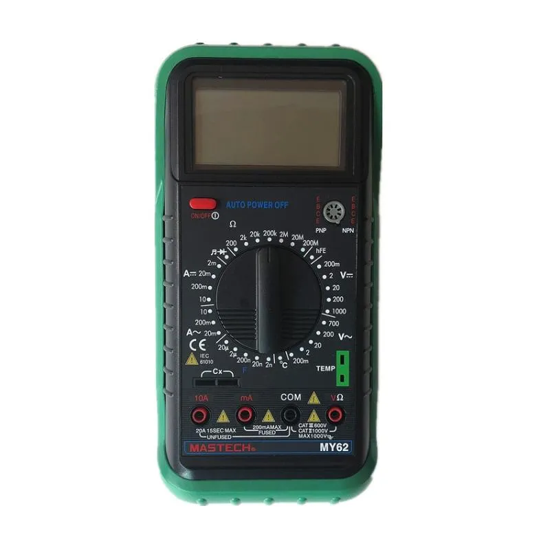 Multimetrar masech my62 handhållen digital multimeter DMM w/temperaturkapacitans HFE testtestare mätare