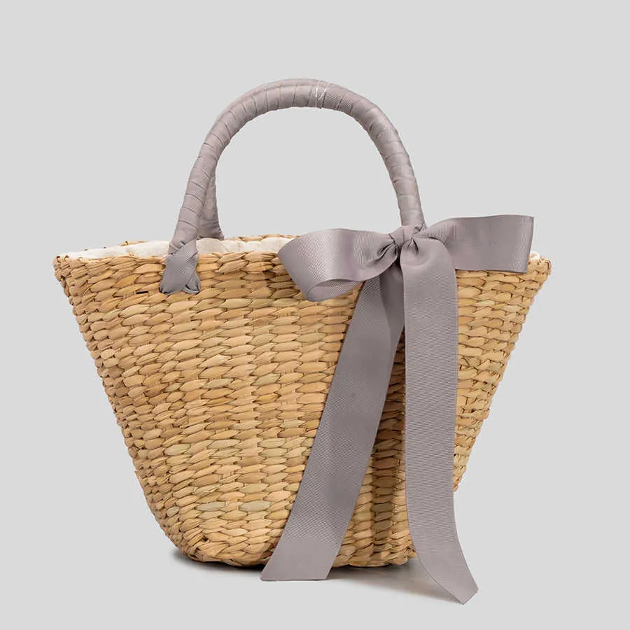 New large capacity woven women's bag bow knot beach straw woven bag trend with handbag Crossbody 230406
