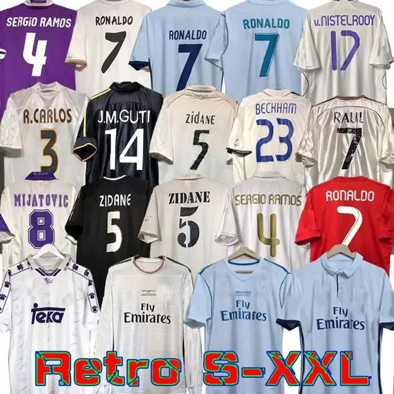 Finals Real Madrids Retro Soccer Jersey Football Guti Ramos Seedorf Carlos Ronaldo 11 13 14 15 16 Zidane Raul Vintage 94 95 96 97 98 99 00 02 03 04 05 06 07 Figo Kit