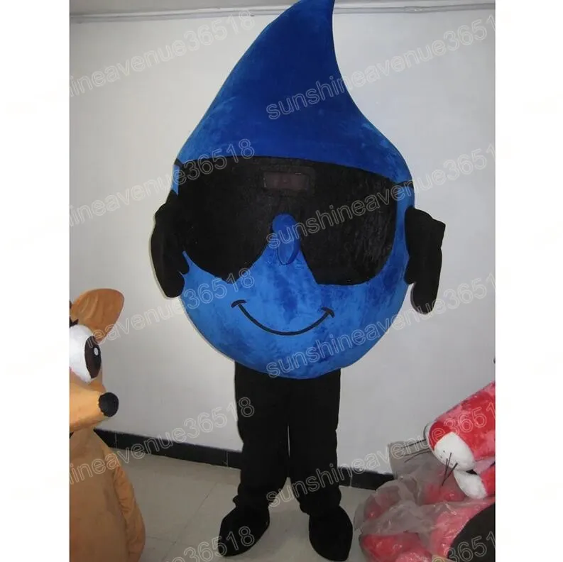 Costume da mascotte di Halloween con goccia d'acqua blu, personaggio a tema dei cartoni animati, carnevale, per adulti, feste di compleanno di Natale, outfit all'aperto per uomini e donne