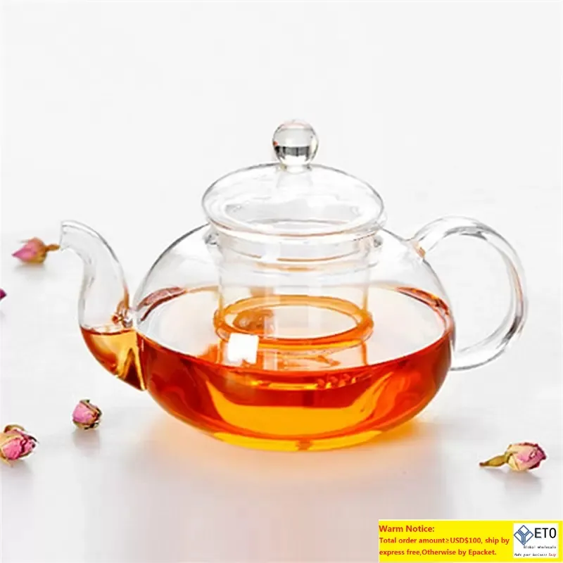 1PC New Practical Resistant Bottle Cup Glass Teapot with Infuser Tea Leaf Herbal Coffee 400ML 249 S2