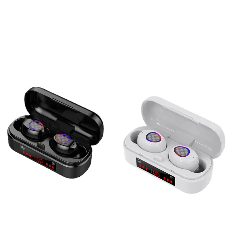 V7 TWS Kopfhörer Kabellos Bluetooth 5.0 Kopfhörer Touch Headset Sport Wasserdicht 3D Stereo Sound LED Ohrhörer