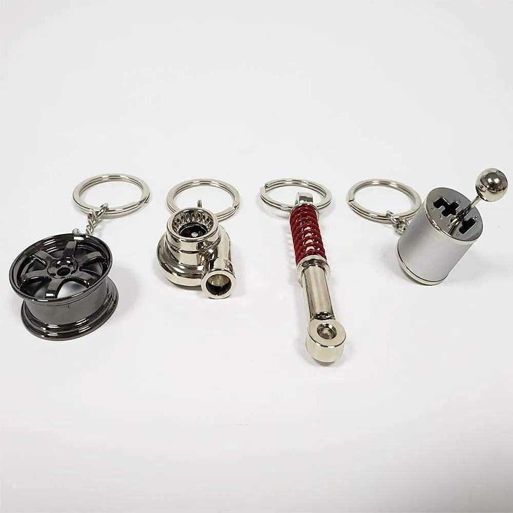 Key Rings L Turbo Keychain Piston Connecting Rod Alloy Short Quick Shifter Chain Ring Charming Rainbow Metal Pendant Keyring Keyfob Ne Amuwd