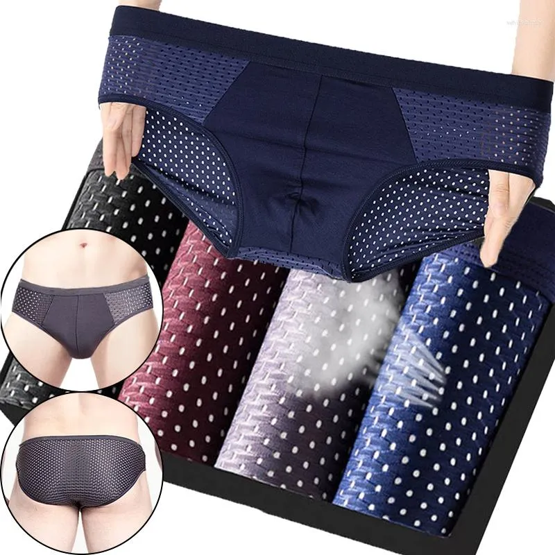 MUITAS PONTAS Verão Ice Seda de seda respirável A culatra cuja cueca masculina modelagem invisível fina sexy