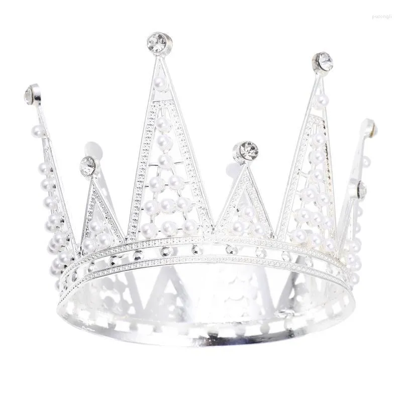 Party Decoration Cake Crown Birthday Adorn Pearl Topper Decor Silverparty