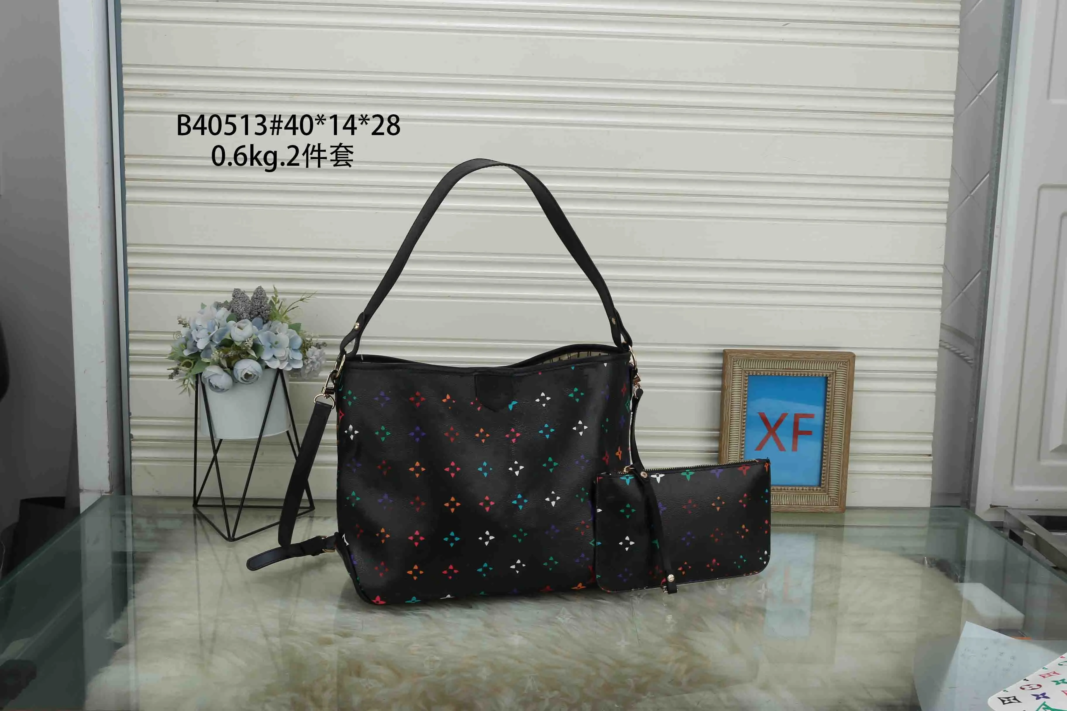 Carryall Çantalar Tote Çanta Lüks Tasarımcı Kadın Omuz Çantası Çok renkli Deri Vintage Hobo Çantalar Fermuarı Torçası Cüzdan Leydi Çantalar 2 Set Alışveriş Çanta