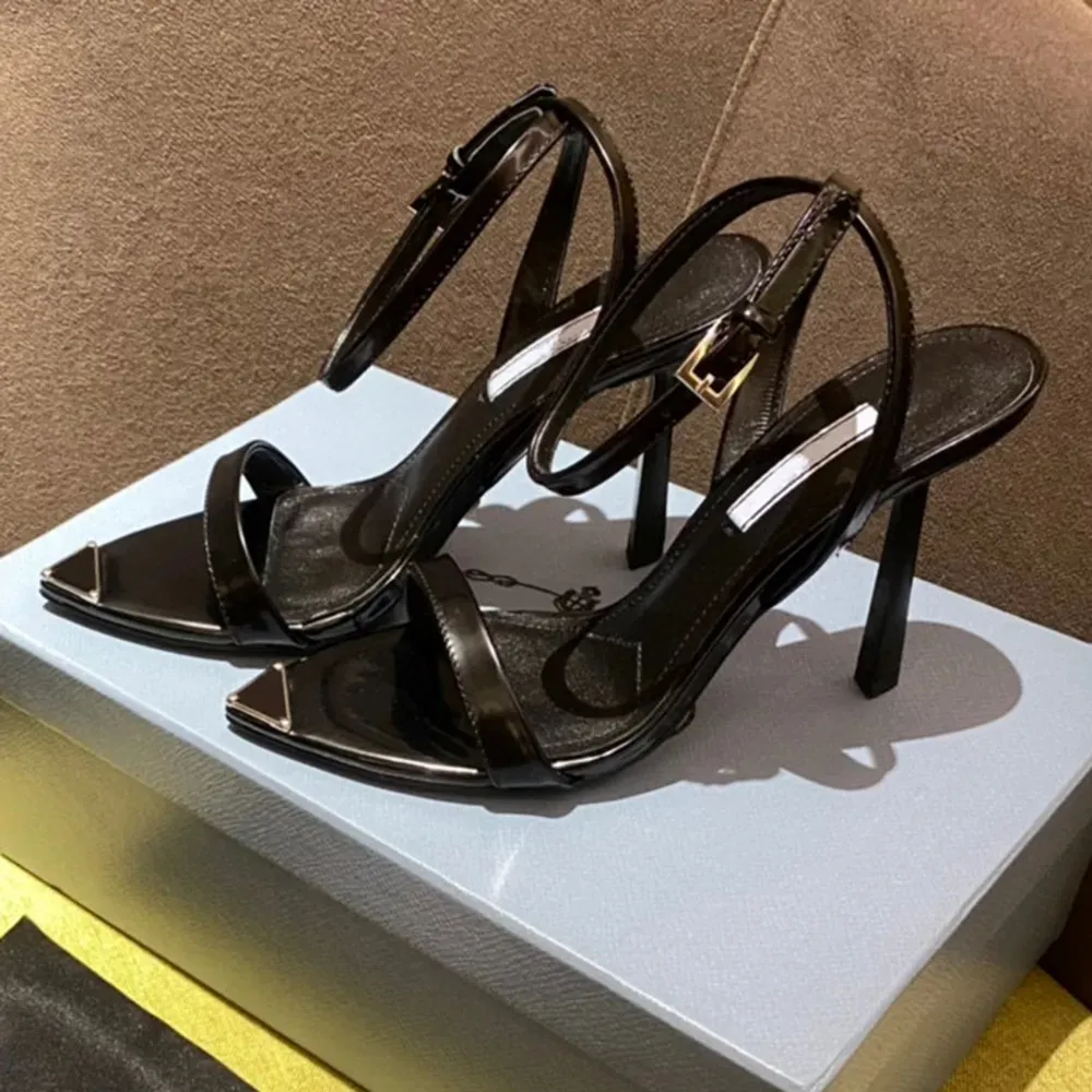 Crystal Stiletto Sandals: 9cm High Heel, Gold Rhinestones, New Strass ...