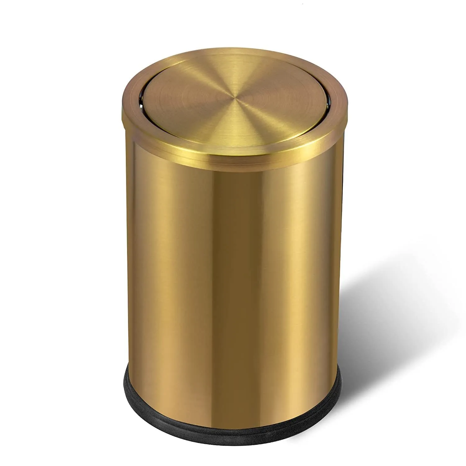 廃棄ビンステンレス鋼の金のゴミ缶フリップカバー2.4ガロンのゴミ箱キッチンオフィスバスルームベッドルームゴミ缶230406