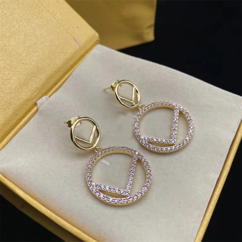 Gold Anagram Big Circle Earring Stud Women Designer Jewelry Party Geometric Letter örhängen damer Luxury Dingle Studs Ear Hoops Lover Earring