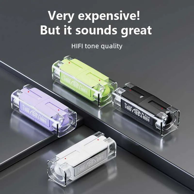Écouteurs Bluetooth sans fil Tws transparents avec micro Semi-intra-auriculaire Enc appel réduction du bruit Charge affichage numérique