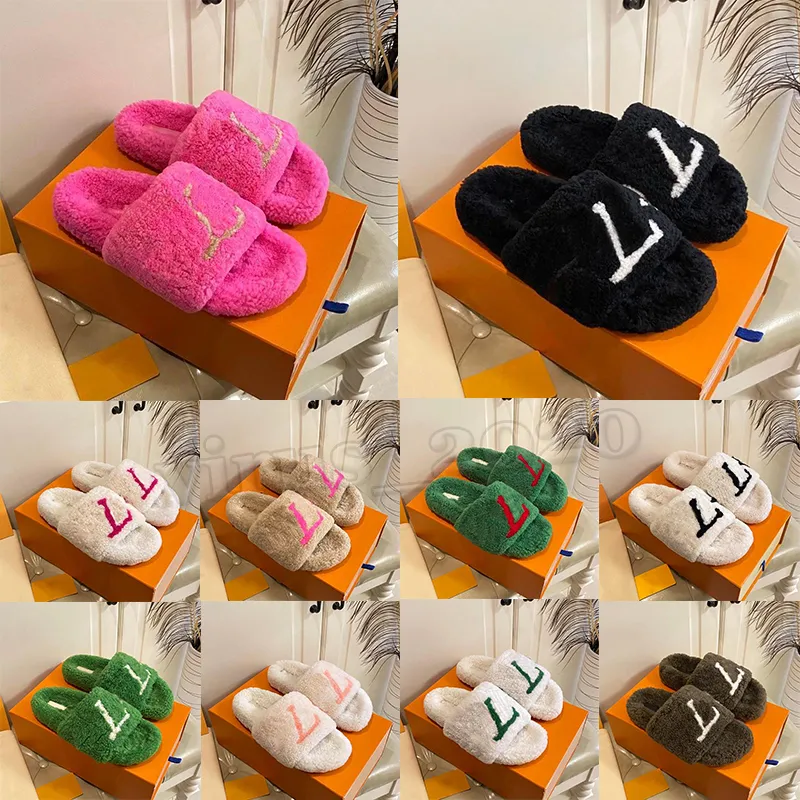 Top Fluffy Shoes Woman Designer 여성슬리퍼 Furry Platform Slippers Luxury Fur slides Sliders mules Slipper