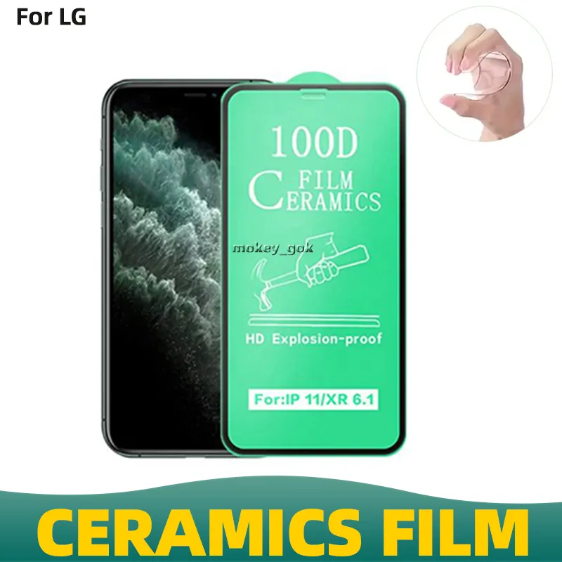 100D Anti Cassé Full Glue Protecteur d'écran 9H Nano Revêtement Céramique Film Céramique pour LG V50S Q60 Q70 K22 K31 K40S K41S K42 K50 K51 K52S K61 G8X STY 106