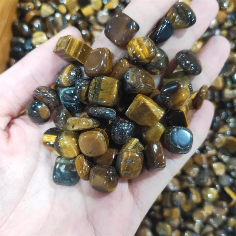 Estatuetas decorativas 50g Natural Tiger Eye Quartz Tratamento de cascalho Reiki Pearl Aquarium Garden Kitchen Decoração