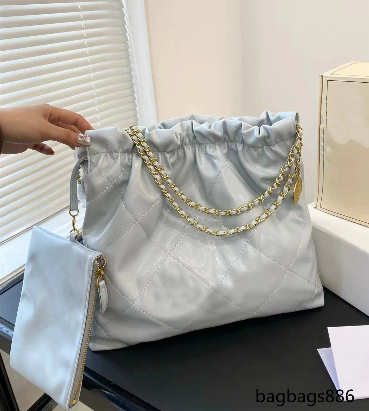 Nieuwe CCity Kleur Lente Tas Ontwerper Giant/maxi 22 Schapen Kalfsleer Leren Tassen Van Goud Metalen Hardware Matelass Chain Schouder portemonnee Portemonnee Handtas Fow Vrouwen 36 * 33 Cm