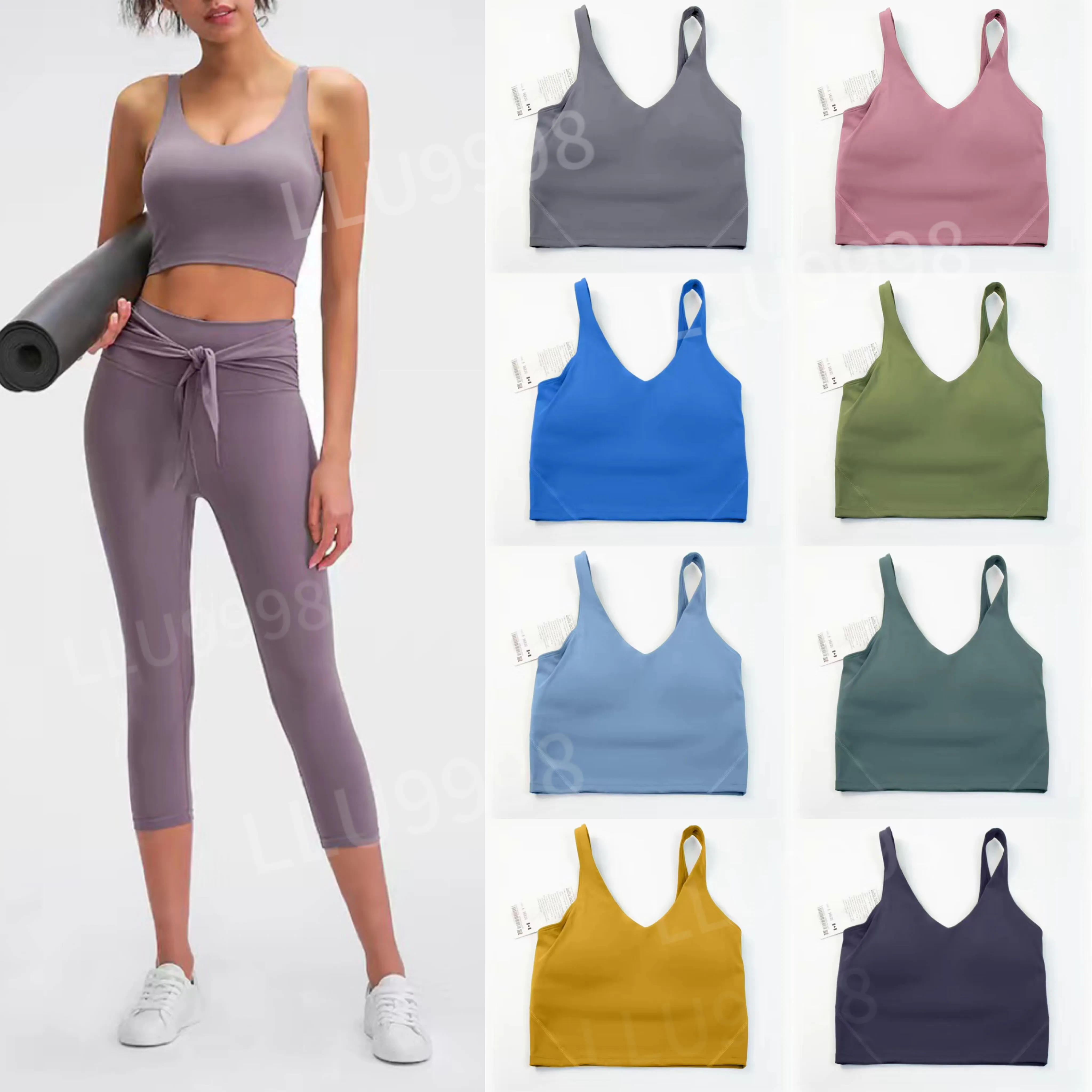 2023 NEU Lu-088 Damen Sport Yoga BH Sexy Tank Top Enge Yoga Weste mit Brustpolster Keine Butterweiche sportliche Fitness Kleidung Benutzerdefiniertes LL Logo