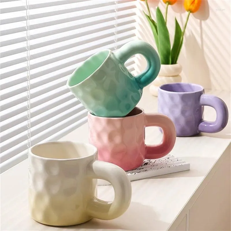 Kubki gradientowe cukierki kolor ceramiczny z tłustym uchwytem popołudniowa herbata mleka kawa kubek wodny puchar domowy biuro napoju prezent urodzinowy