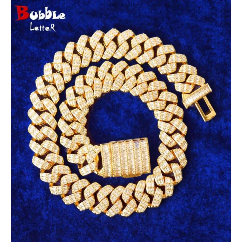 Bulle lettre 20mm chaîne à maillons cubains hommes collier véritable plaqué or chaînes Baguette Hip Hop bijoux cadeau de noël 6562798