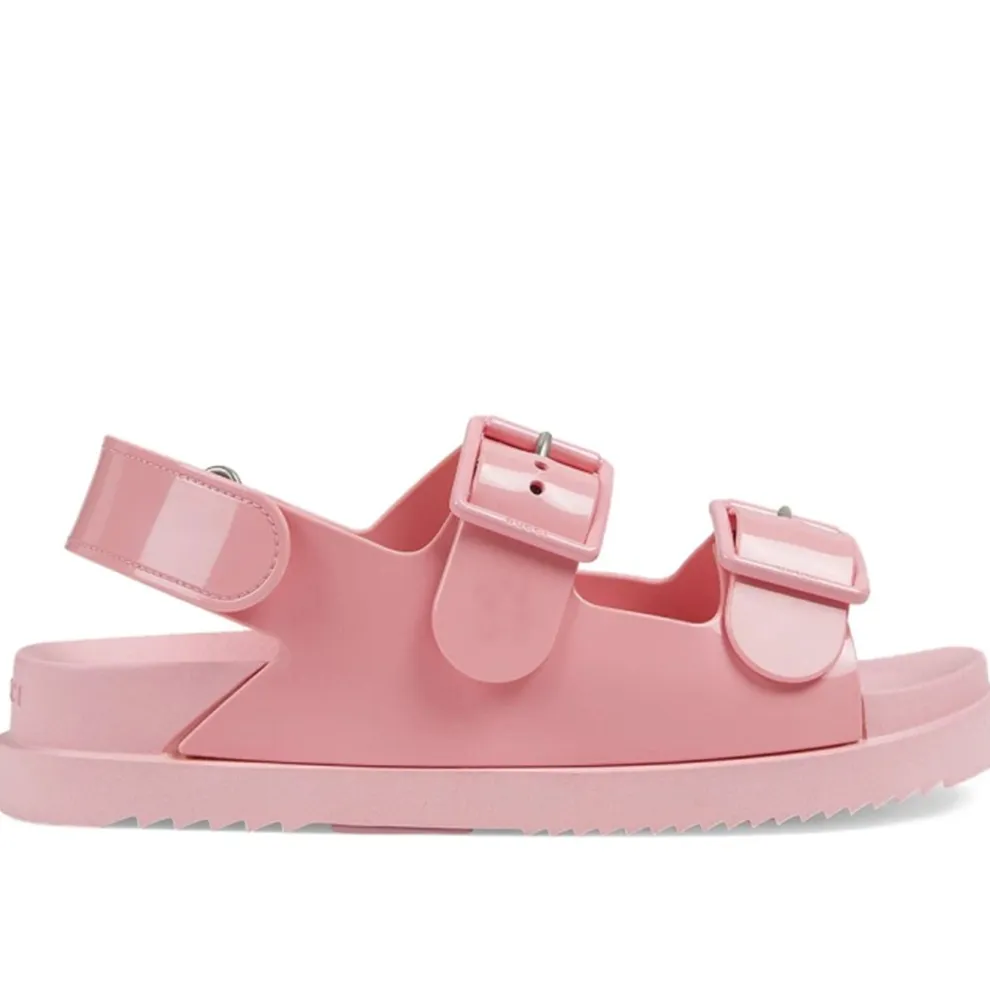 DHgate Pink Mini Double G Sandals Designer Womens Double Buckle Slippers with Rubber Sole and Adjustable Touch Strap Jelly Des Sandales Open Toe Loafers Shoes Accessories