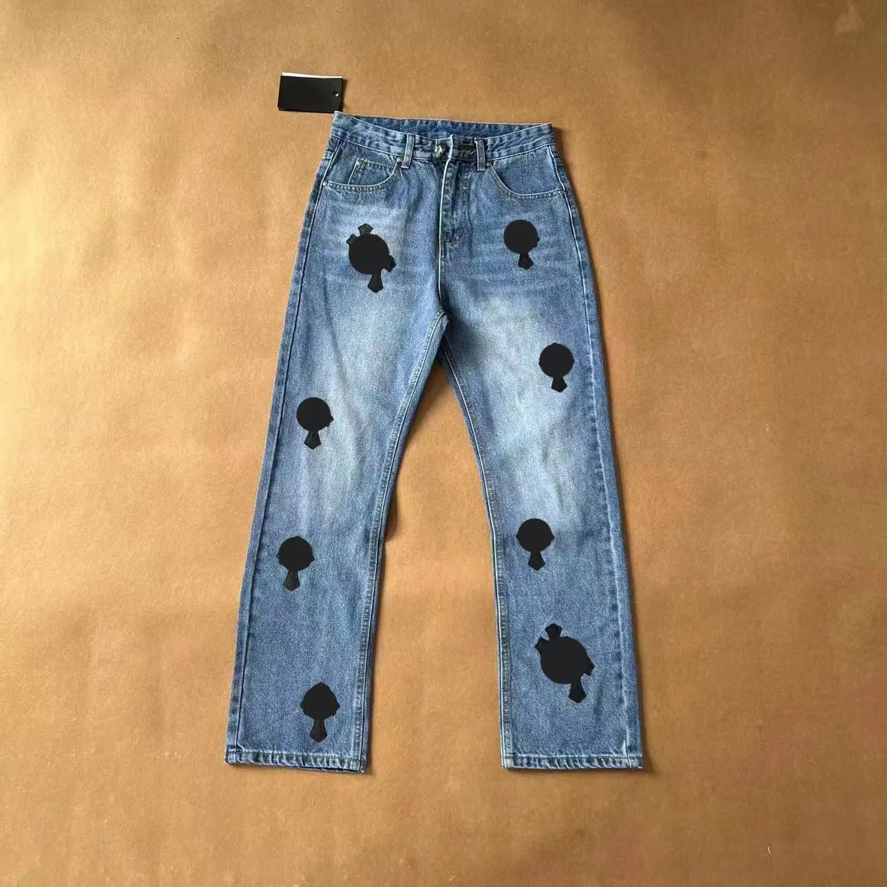 23ss Jeans da uomo Designer Make Old Washed Chrome Pantaloni dritti Stampe con lettere a cuore per donna Uomo Casual stile lungo Chromees Hearts 0yym