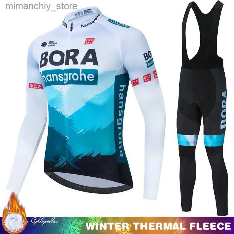 Maglia da ciclismo Set Ciclismo 2024 UCI BORA Maglia da uomo Maglia invernale Termica da bici da strada Uniforme per vestiti Bicyc Camicetta Fece Abbigliamento Costume Uomo Q231107