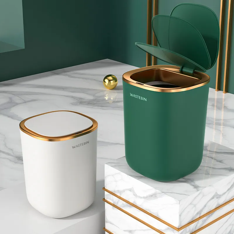 Waste Bins 12L Intelligent Sensor Garbage Bin Kitchen Bathroom Toilet Bin Garbage Bin provides the automatic sensing waterproof bin with a lid 230406