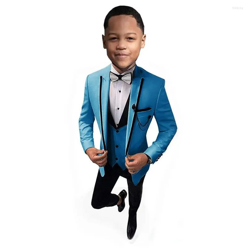 Ternos masculinos 2023 meninos Slim Fit 3-Pieces Conjunto Kids Blazer colete Jaqueta para festa de casamento