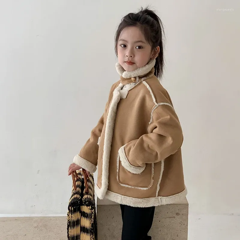 Kurtki zimowa kurtka dla dziewcząt 3 do 12 lat mody dzieci jesienne ubrania polarowe ciepłe grube odzież wierzchnia Dzieci sztuczny płaszcz z futra różowy
