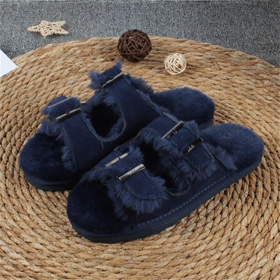 23SS Mens Chinelos Chinelos de Inverno Slides Botas de Pele de Carneiro Mulheres Ultra Mini Plataforma Camurça Conforto Inverno Morango Fivela Slipper Slides Designer Mulheres Casa