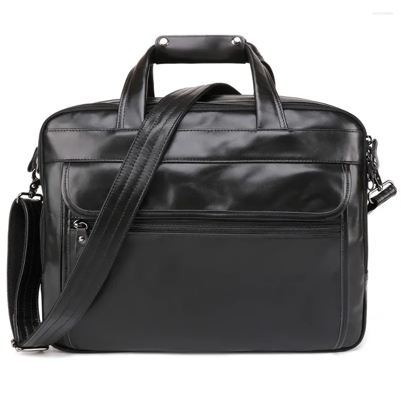 Porte-documents Porte-documents de voyage d'affaires pour hommes pour ordinateur portable 15,6 pouces Sacs de messager en cuir véritable Documents de bureau Sac à bandoulière fourre-tout