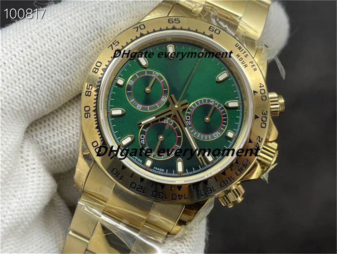 JHF Factory Ceramic Watch 116508 40mm Automatisk mekanisk ETA7750 Rörelsetimer Herrklockor 904L Sapphire Luminous Rubber Strap Watertofwatch Wristwatch