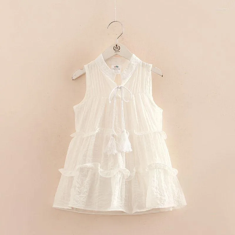 Mädchen Kleider Kind Ärmelloses Kleid 2023 Sommer Einfache Einfarbig Kuchen Weste Babykleidung